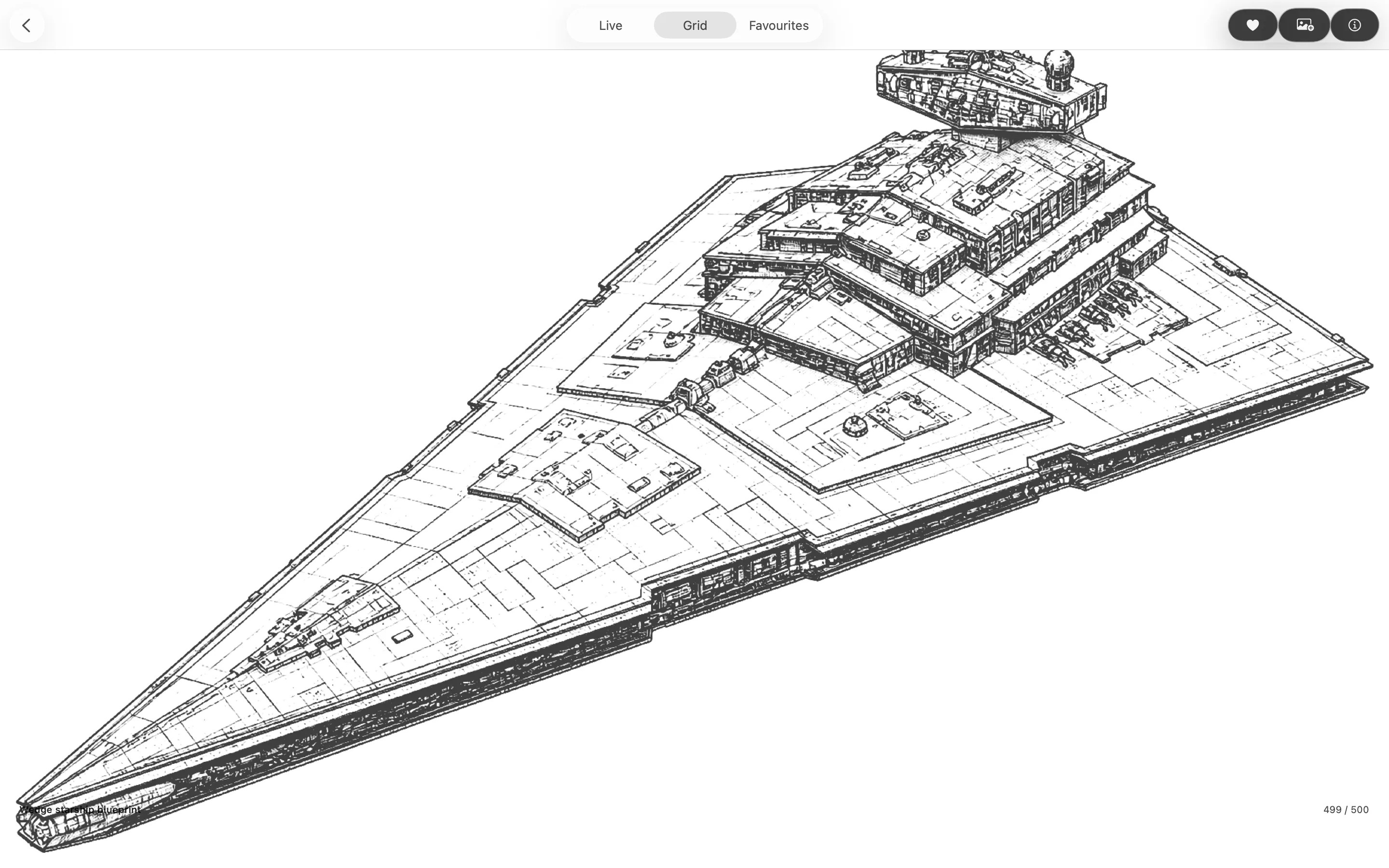 New Polygon grid view showing Wedge starship blueprint