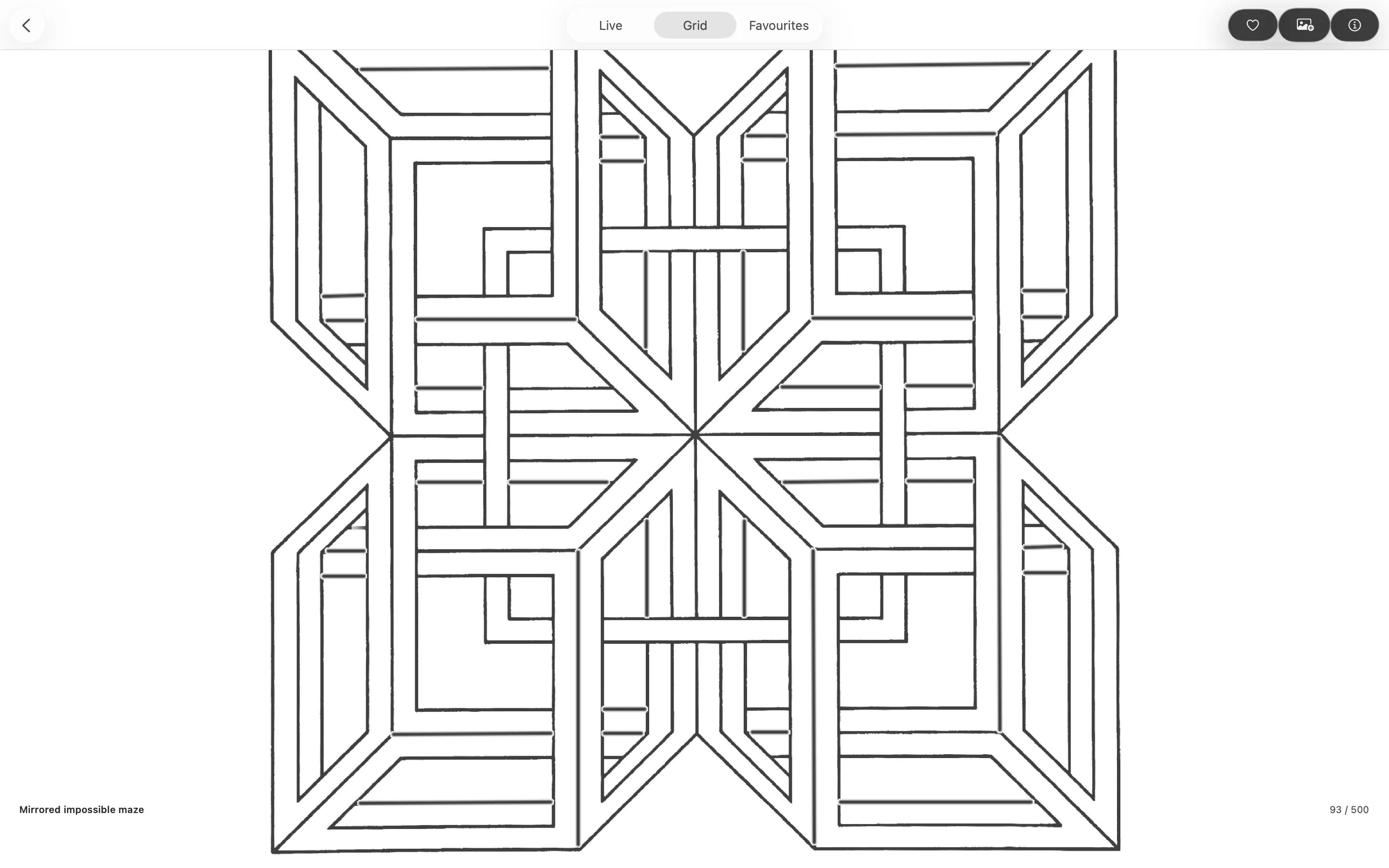 New Polygon grid view showing Mirrored impossible maze
